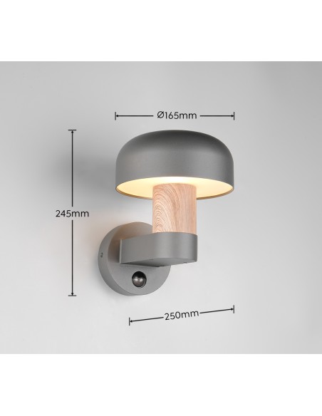 Applique extérieure IP54 E27 design champignon avec capteur