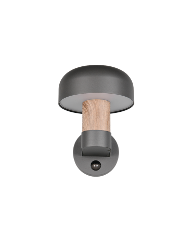 Applique murale Fraser détecteur E27 IP54 bois champignon