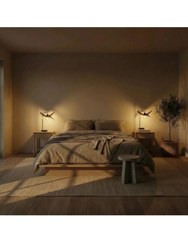 Lampe de table teinté chêne Diam. 38 cm E27 6W - Atelier Loupiote - Alba