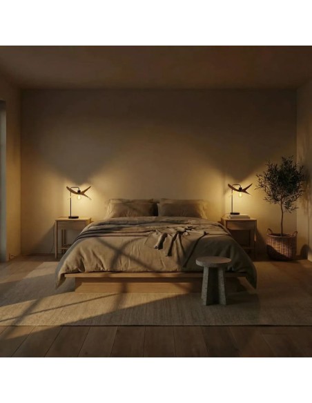 Lampe de table teinté chêne Diam. 38 cm E27 6W - Atelier Loupiote - Alba