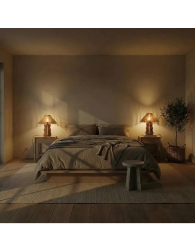 Lampe de table teinté chêne Diam. 35 cm E27 8W - Atelier Loupiote - Alice