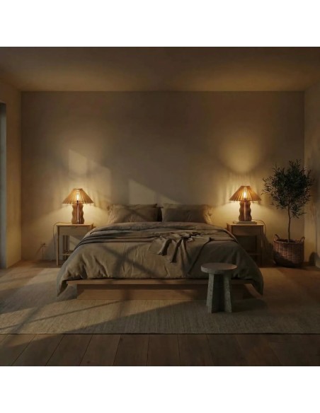 Lampe de table teinté chêne Diam. 35 cm E27 8W - Atelier Loupiote - Alice
