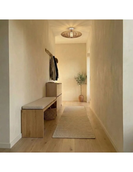 Plafonnier teinté chêne Diam. 50 cm E27 12W - Atelier Loupiote - Mini Néo