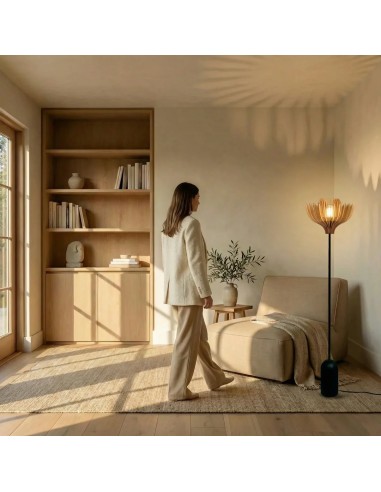 Lampadaire Led teinté chêne  Diam. 37 cm 12W - Atelier Loupiote - Tullia