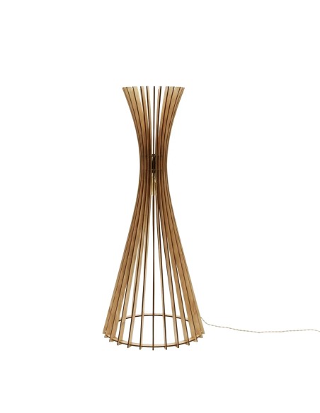 Lampadaire Led bois teinté chêne Diam.48 cm - Atelier Loupiote - Tipi
