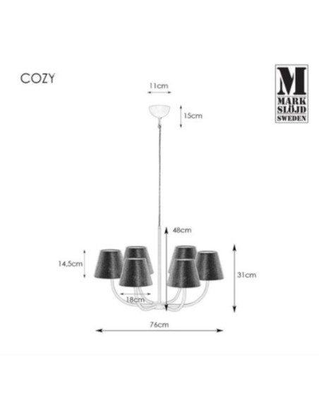Suspension  6 points lumineux Cozy - Markslöjd Leluminaireled.com