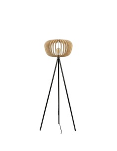 Lampadaire Led noir teinté chêne PM - Atelier Loupiote - Agathe