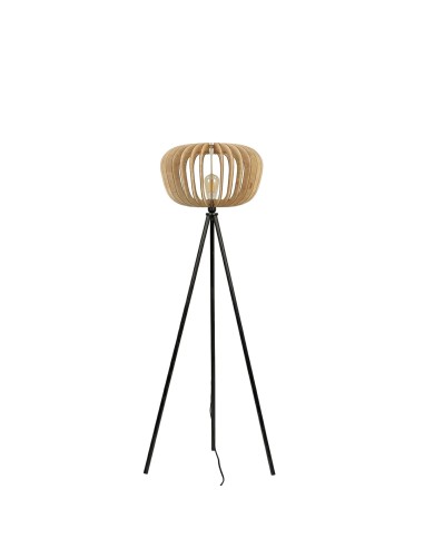 Lampadaire Led noir teinté chêne PM - Atelier Loupiote - Agathe