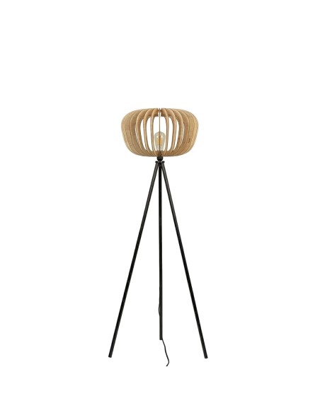 Lampadaire Led noir teinté chêne PM - Atelier Loupiote - Agathe