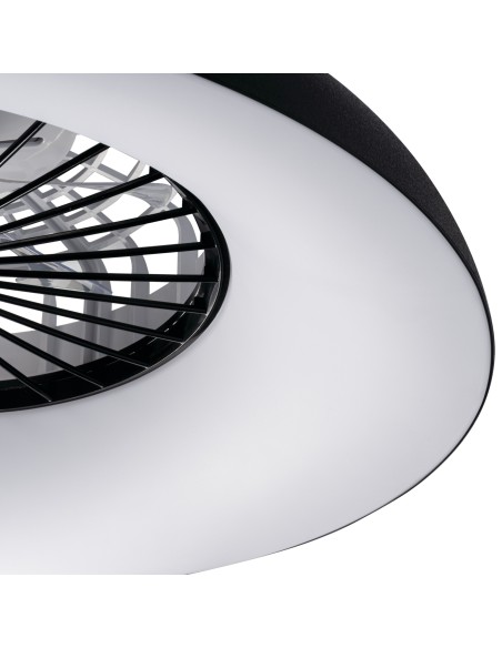 Plafonnier ventilateur dimmable CCT RGB blanc/noir - Kanlux - Plave pan