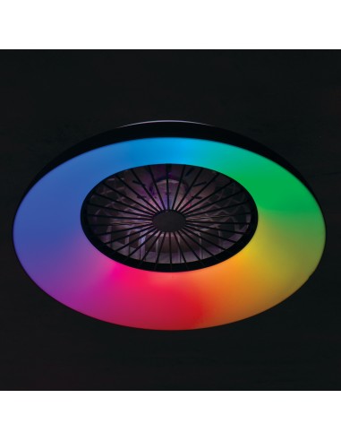 Plafonnier ventilateur dimmable CCT RGB blanc/noir - Kanlux - Plave pan