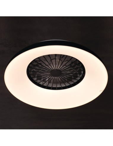 Plafonnier ventilateur dimmable CCT RGB blanc/noir - Kanlux - Plave pan