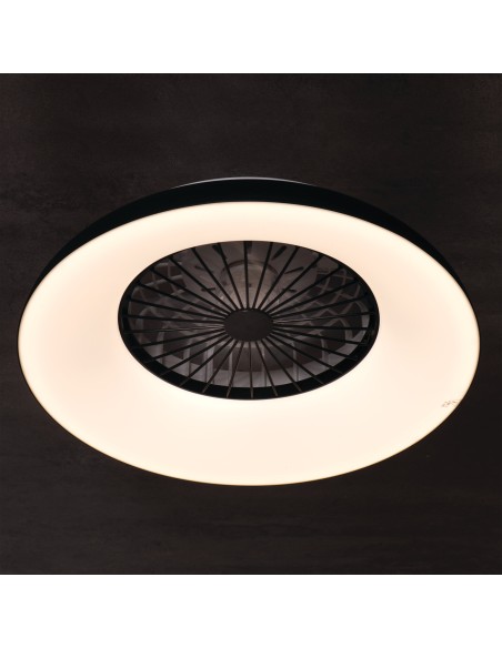 Plafonnier ventilateur dimmable CCT RGB blanc/noir - Kanlux - Plave pan