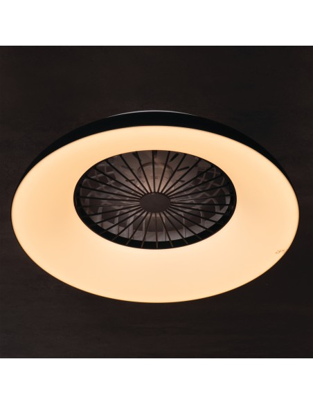 Plafonnier ventilateur dimmable CCT RGB blanc/noir - Kanlux - Plave pan