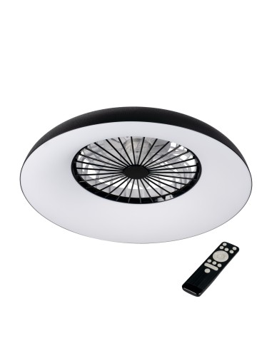 Plafonnier ventilateur dimmable CCT RGB blanc/noir - Kanlux - Plave pan