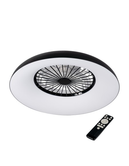 Plafonnier ventilateur dimmable CCT RGB blanc/noir - Kanlux - Plave pan