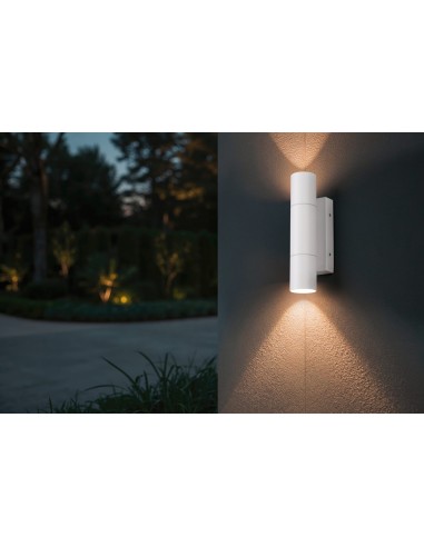 Applique murale extérieure Yamuna IP65 blanc mat éclairage haut et bas