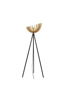 Lampadaire Led noir teinté chêne PM 10W - Atelier Loupiote - Athena