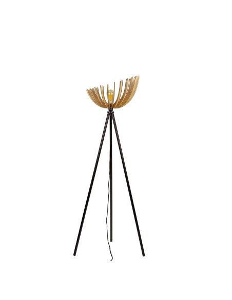 Lampadaire Led noir teinté chêne PM 10W - Atelier Loupiote - Athena