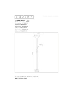 Lampadaire Led dimmable avec liseuse Champion noir - Lucide Leluminaireled.com 2