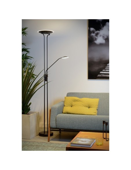 Lampadaire Led dimmable avec liseuse Champion noir - Lucide Leluminaireled.com