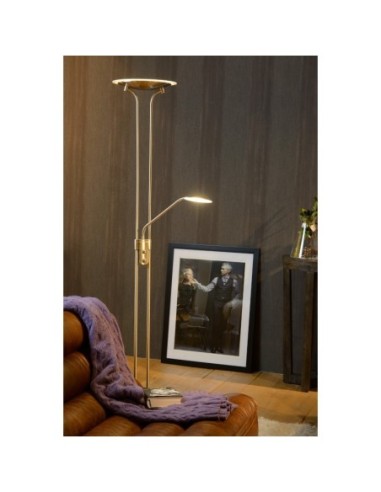 Lampadaire Led dimmable avec liseuse Champion chrome brossé - Lucide Leluminaireled.com