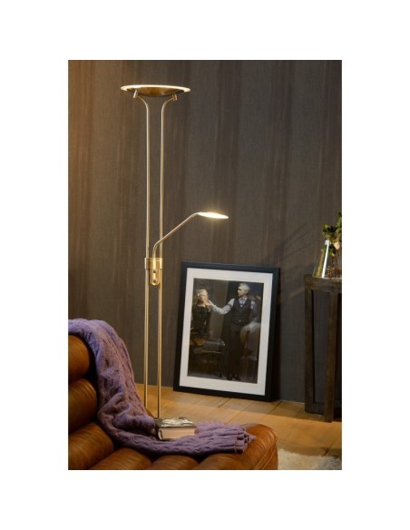 Lampadaire Led dimmable avec liseuse Champion chrome brossé - Lucide Leluminaireled.com
