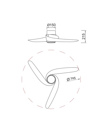 Ventilateur plafond Diam. 79.5cm 24W 27000/5000K Bois - Mantra - Groenland XS