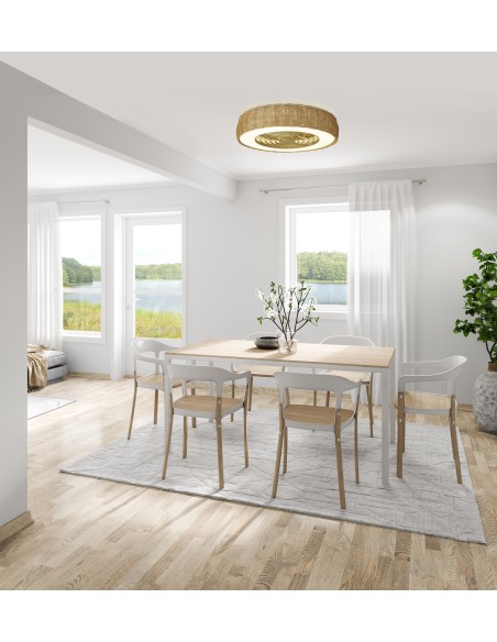 Ventilateur plafond Diam.65 cm 70W 27000/5000K Bois - Mantra - Kilimanjaro