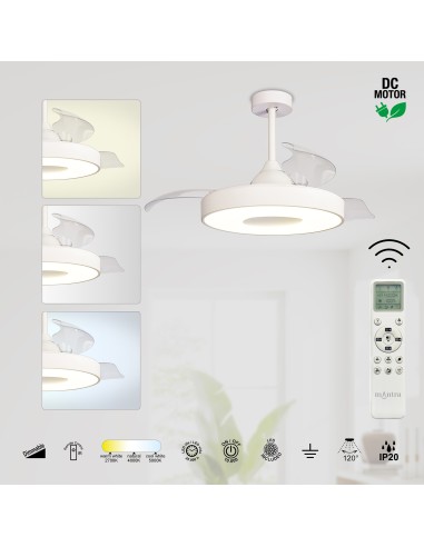 Ventilateur plafond Diam.106 cm 60W 2700/5000 K Blanc - Mantra - Coin fan