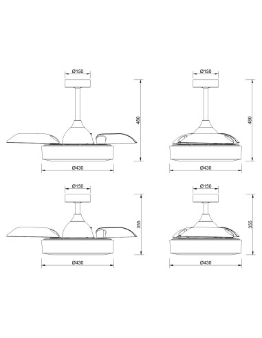Ventilateur plafond Diam.91 cm 45W 2700/5000 K Blanc - Mantra - Coin fan mini
