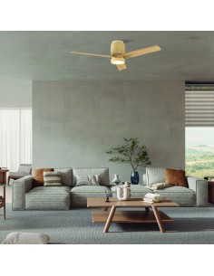 Ventilateur plafond Dim. 20W 2520LM 3000/5000 K Bois et Beige - Mantra - Ceramica 2