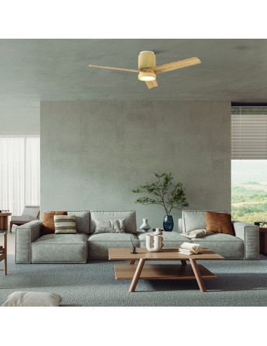 Ventilateur plafond Dim. 20W 2520LM 3000/5000 K Bois et Beige - Mantra - Ceramica