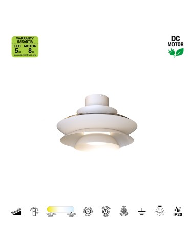Ventilateur plafond Diam. 50 cm 20W 2520 LM 3000K / 5000K Blanc- Mantra - Aconcagua