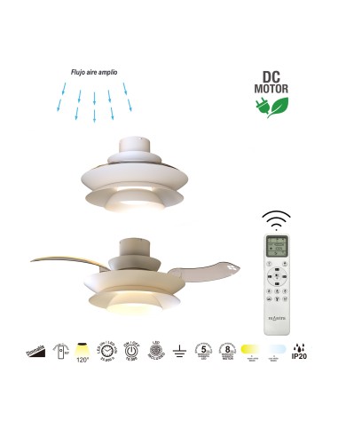 Ventilateur plafond Diam. 50 cm 20W 2520 LM 3000K / 5000K Blanc- Mantra - Aconcagua