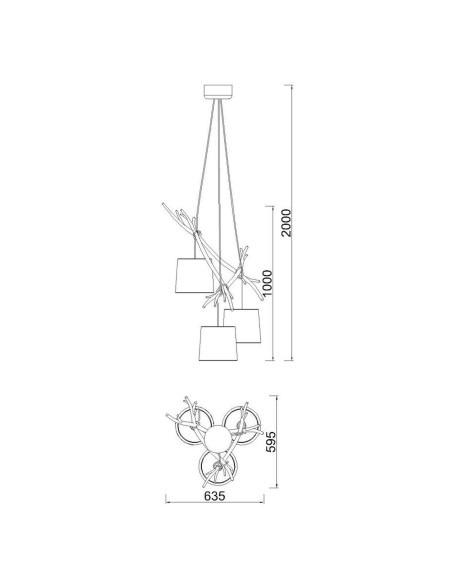 Suspension 3xE27, max. 40W, Imitation Bois - Mantra - Sabina