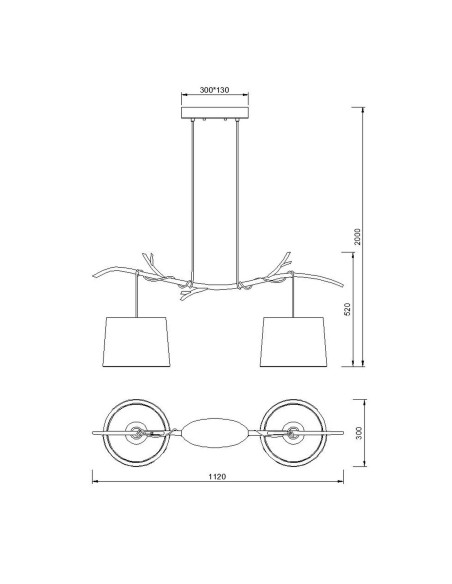 Suspension 2xE27, max. 40W, Imitation Bois - Mantra - Sabina