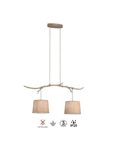 Suspension 2xE27, max. 40W, Imitation Bois - Mantra - Sabina