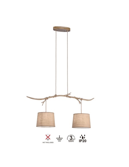 Suspension 2xE27, max. 40W, Imitation Bois - Mantra - Sabina