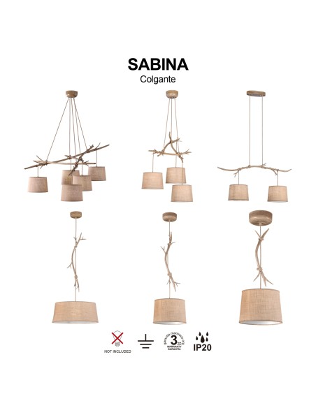 Suspension Large 1xE27, max. 40W, Imitation Bois - Mantra - Sabina