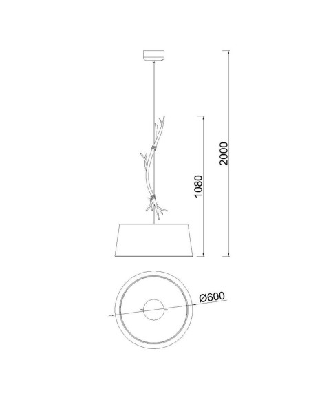 Suspension Large 1xE27, max. 40W, Imitation Bois - Mantra - Sabina