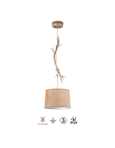 Suspension Moyen 1xE27, max. 40W, Imitation Bois - Mantra - Sabina