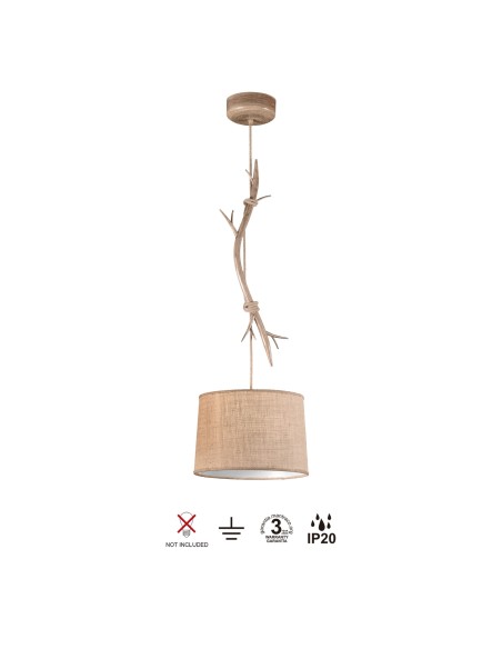 Suspension Moyen 1xE27, max. 40W, Imitation Bois - Mantra - Sabina