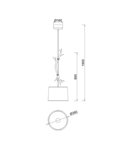 Suspension Moyen 1xE27, max. 40W, Imitation Bois - Mantra - Sabina
