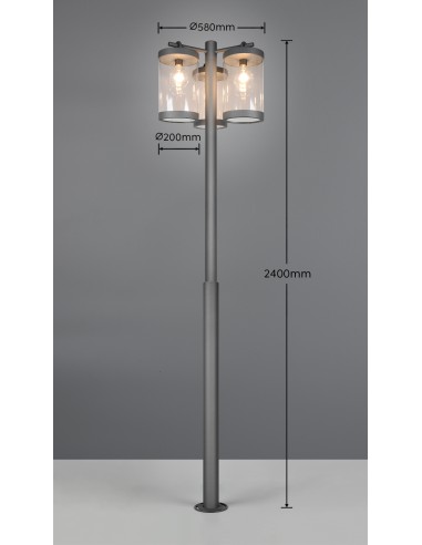 Lampadaire Sambesi anthracite pour jardin, allée et terrasse