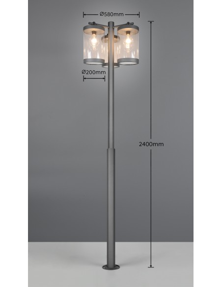 Lampadaire Sambesi anthracite pour jardin, allée et terrasse