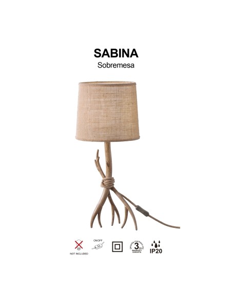 Lampe de table 1xE27, max. 40W, Imitation Bois - Mantra - Sabina