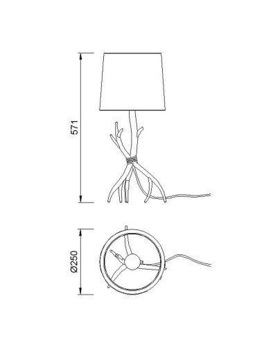 Lampe de table 1xE27, max. 40W, Imitation Bois - Mantra - Sabina