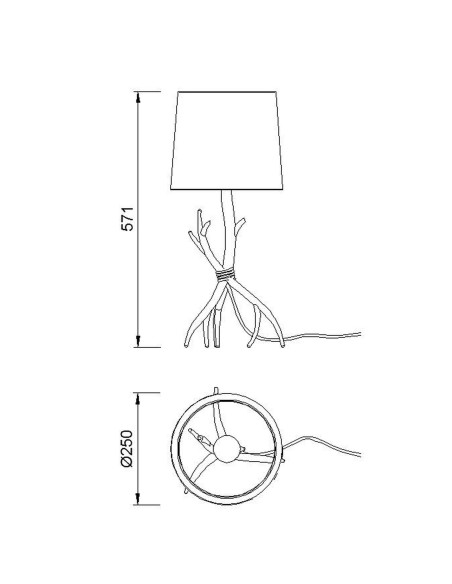 Lampe de table 1xE27, max. 40W, Imitation Bois - Mantra - Sabina