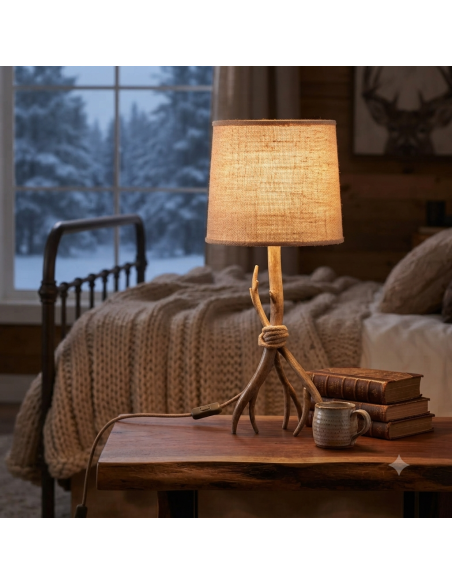 Lampe de table 1xE27, max. 40W, Imitation Bois - Mantra - Sabina